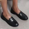imageSHEMEE Womens Round Toe Flats Loafers Chunky Low Block Heel Casual Slip On Pumps ShoesBlack