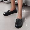 imageSHEMEE Womens Round Toe Flats Loafers Chunky Low Block Heel Casual Slip On Pumps ShoesBlack