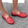 imageSHEMEE Womens Round Toe Flats Loafers Chunky Low Block Heel Casual Slip On Pumps ShoesRed