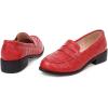 imageSHEMEE Womens Round Toe Flats Loafers Chunky Low Block Heel Casual Slip On Pumps ShoesRed