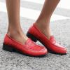 imageSHEMEE Womens Round Toe Flats Loafers Chunky Low Block Heel Casual Slip On Pumps ShoesRed