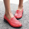 imageSHEMEE Womens Round Toe Flats Loafers Chunky Low Block Heel Casual Slip On Pumps ShoesRed