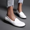 imageSHEMEE Womens Round Toe Flats Loafers Chunky Low Block Heel Casual Slip On Pumps ShoesWhite