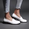 imageSHEMEE Womens Round Toe Flats Loafers Chunky Low Block Heel Casual Slip On Pumps ShoesWhite