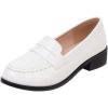 imageSHEMEE Womens Round Toe Flats Loafers Chunky Low Block Heel Casual Slip On Pumps ShoesWhite