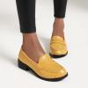imageSHEMEE Womens Round Toe Flats Loafers Chunky Low Block Heel Casual Slip On Pumps ShoesYellow