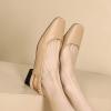 imageSHEMEE Womens Square Toe Chunky Low Heel Pump Sandals Closedtoe Backless Slingback Flats Slip On ShoesApricot