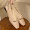 imageSHEMEE Womens Square Toe Chunky Low Heel Pump Sandals Closedtoe Backless Slingback Flats Slip On ShoesApricot