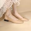 imageSHEMEE Womens Square Toe Chunky Low Heel Pump Sandals Closedtoe Backless Slingback Flats Slip On ShoesApricot
