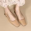imageSHEMEE Womens Square Toe Chunky Low Heel Pump Sandals Closedtoe Backless Slingback Flats Slip On ShoesApricot