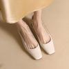 imageSHEMEE Womens Square Toe Chunky Low Heel Pump Sandals Closedtoe Backless Slingback Flats Slip On ShoesBeige