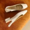 imageSHEMEE Womens Square Toe Chunky Low Heel Pump Sandals Closedtoe Backless Slingback Flats Slip On ShoesBeige