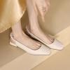 imageSHEMEE Womens Square Toe Chunky Low Heel Pump Sandals Closedtoe Backless Slingback Flats Slip On ShoesBeige