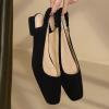 imageSHEMEE Womens Square Toe Chunky Low Heel Pump Sandals Closedtoe Backless Slingback Flats Slip On ShoesBlack