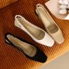 imageSHEMEE Womens Square Toe Chunky Low Heel Pump Sandals Closedtoe Backless Slingback Flats Slip On ShoesBlack