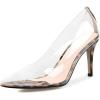 imageSHEMEE Womens Clear Stiletto High Heel Pumps Pointed Toe Transparent PVC Thin Heels Elegant Court ShoesLeopard Print