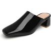 imageSHEMEE Womens Closed Square Toe Chunky Heel Slides Mule Pumps Slip On Mid Block Heels Slippers Sandals Backless Slingback ShoesPatent Black
