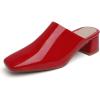 imageSHEMEE Womens Closed Square Toe Chunky Heel Slides Mule Pumps Slip On Mid Block Heels Slippers Sandals Backless Slingback ShoesPatent Red