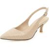 imageSHEMEE Womens Kitten Heels Pumps Pointed Toe Slingbacks Buckle Mid Heel Sandals Slip On Comfortable Dress ShoesBeige