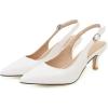 imageSHEMEE Womens Kitten Heels Pumps Pointed Toe Slingbacks Buckle Mid Heel Sandals Slip On Comfortable Dress ShoesWhite