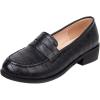 imageSHEMEE Womens Round Toe Flats Loafers Chunky Low Block Heel Casual Slip On Pumps ShoesBlack