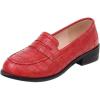 imageSHEMEE Womens Round Toe Flats Loafers Chunky Low Block Heel Casual Slip On Pumps ShoesRed