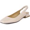 imageSHEMEE Womens Square Toe Chunky Low Heel Pump Sandals Closedtoe Backless Slingback Flats Slip On ShoesBeige