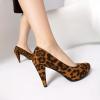 imageSHEMEE Stiletto Heels Women Pumps Slip On Round Toe Platform Shoe High Heeled Work Office Dress Elegant Court ShoesLeopard Suede