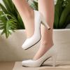 imageSHEMEE Stiletto Heels Women Pumps Slip On Round Toe Platform Shoe High Heeled Work Office Dress Elegant Court ShoesWhite Pu
