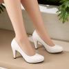 imageSHEMEE Stiletto Heels Women Pumps Slip On Round Toe Platform Shoe High Heeled Work Office Dress Elegant Court ShoesWhite Pu
