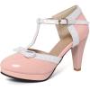 imageSHEMEE Womens Block High Heels TStrap Mary Jane Pumps Chunky Platform Ankle Strap Round Toe Cute Bow Kawaii Cosplay ShoesPink