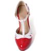 imageSHEMEE Womens Block High Heels TStrap Mary Jane Pumps Chunky Platform Ankle Strap Round Toe Cute Bow Kawaii Cosplay ShoesRed