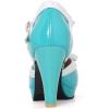 imageSHEMEE Womens Block High Heels TStrap Mary Jane Pumps Chunky Platform Ankle Strap Round Toe Cute Bow Kawaii Cosplay ShoesTeal