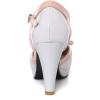 imageSHEMEE Womens Block High Heels TStrap Mary Jane Pumps Chunky Platform Ankle Strap Round Toe Cute Bow Kawaii Cosplay ShoesWhite