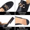 imageSHEMEE Womens Genuine Leather Backless Mules Slides Shoes Flats Low Heel Loafers Round Closed Toe Slingback Slippers with ChainsBlack