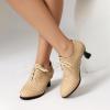 imageSHEMEE Womens Kitten Heels Oxford Pumps Victorian Style Vintage MidHeels Lace Up Brogues Witch Costume Cosplay ShoesBeige 251