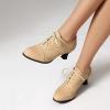 imageSHEMEE Womens Kitten Heels Oxford Pumps Victorian Style Vintage MidHeels Lace Up Brogues Witch Costume Cosplay ShoesBeige 251