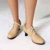 imageSHEMEE Womens Kitten Heels Oxford Pumps Victorian Style Vintage MidHeels Lace Up Brogues Witch Costume Cosplay ShoesBeige 251