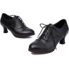 imageSHEMEE Womens Kitten Heels Oxford Pumps Victorian Style Vintage MidHeels Lace Up Brogues Witch Costume Cosplay ShoesBlack 252