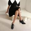 imageSHEMEE Womens Kitten Heels Oxford Pumps Victorian Style Vintage MidHeels Lace Up Brogues Witch Costume Cosplay ShoesBlack 252