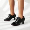 imageSHEMEE Womens Kitten Heels Oxford Pumps Victorian Style Vintage MidHeels Lace Up Brogues Witch Costume Cosplay ShoesBlack Pu