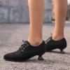 imageSHEMEE Womens Kitten Heels Oxford Pumps Victorian Style Vintage MidHeels Lace Up Brogues Witch Costume Cosplay ShoesBlack Suede