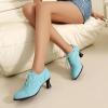 imageSHEMEE Womens Kitten Heels Oxford Pumps Victorian Style Vintage MidHeels Lace Up Brogues Witch Costume Cosplay ShoesBlue 251