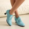 imageSHEMEE Womens Kitten Heels Oxford Pumps Victorian Style Vintage MidHeels Lace Up Brogues Witch Costume Cosplay ShoesBlue 251