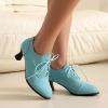 imageSHEMEE Womens Kitten Heels Oxford Pumps Victorian Style Vintage MidHeels Lace Up Brogues Witch Costume Cosplay ShoesBlue 251