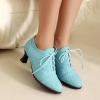 imageSHEMEE Womens Kitten Heels Oxford Pumps Victorian Style Vintage MidHeels Lace Up Brogues Witch Costume Cosplay ShoesBlue 251