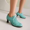 imageSHEMEE Womens Kitten Heels Oxford Pumps Victorian Style Vintage MidHeels Lace Up Brogues Witch Costume Cosplay ShoesBlue 252