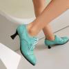 imageSHEMEE Womens Kitten Heels Oxford Pumps Victorian Style Vintage MidHeels Lace Up Brogues Witch Costume Cosplay ShoesBlue 252