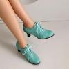 imageSHEMEE Womens Kitten Heels Oxford Pumps Victorian Style Vintage MidHeels Lace Up Brogues Witch Costume Cosplay ShoesBlue 252