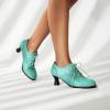 imageSHEMEE Womens Kitten Heels Oxford Pumps Victorian Style Vintage MidHeels Lace Up Brogues Witch Costume Cosplay ShoesBlue Pu